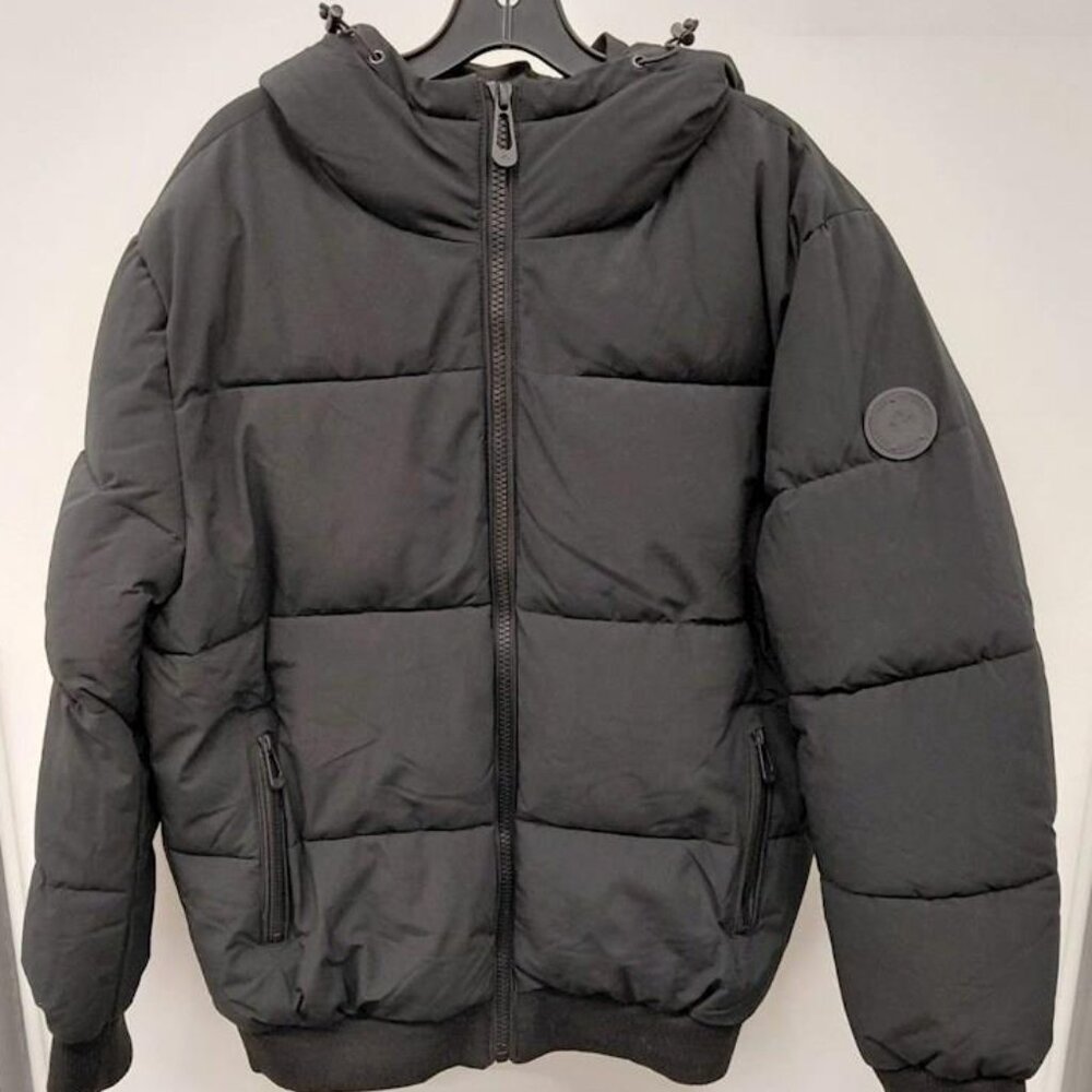 Men's Noize Gunnar Puffer Bomber Jacket Black Size L